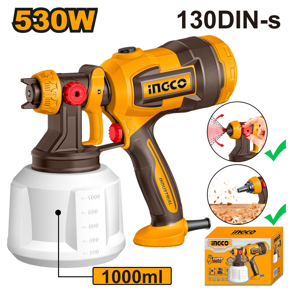 Ingco Electric Sprayer 530 W Power And 130 Din S Maximum Viscosity