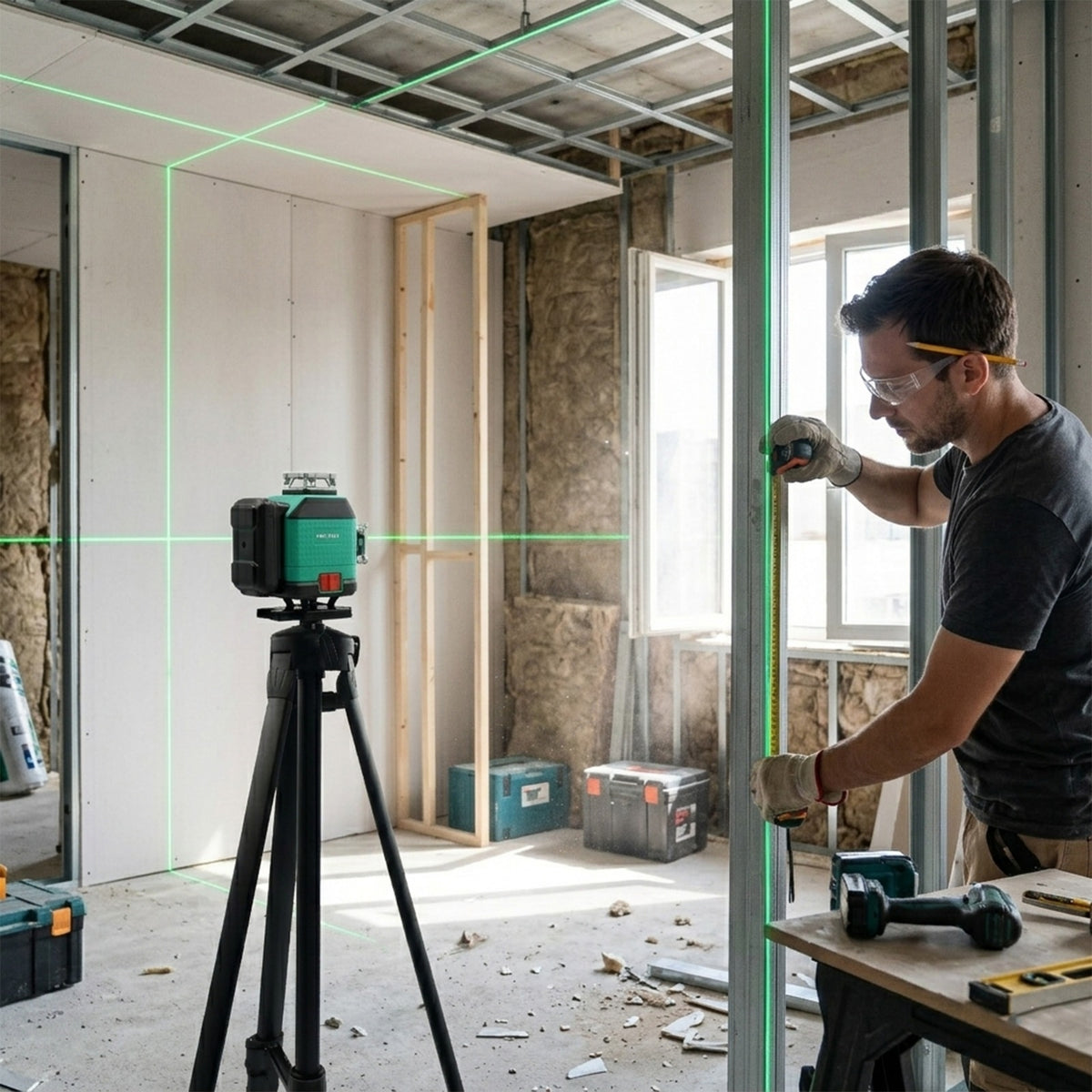 Powertex 360 Multi Line Laser Level 16 Lines With 2 Battery 6000mah And Remote Control