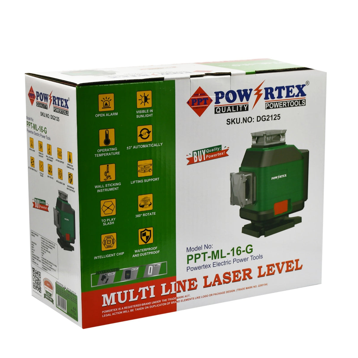 Powertex 360 Multi Line Laser Level 16 Lines With 2 Battery 6000mah And Remote Control
