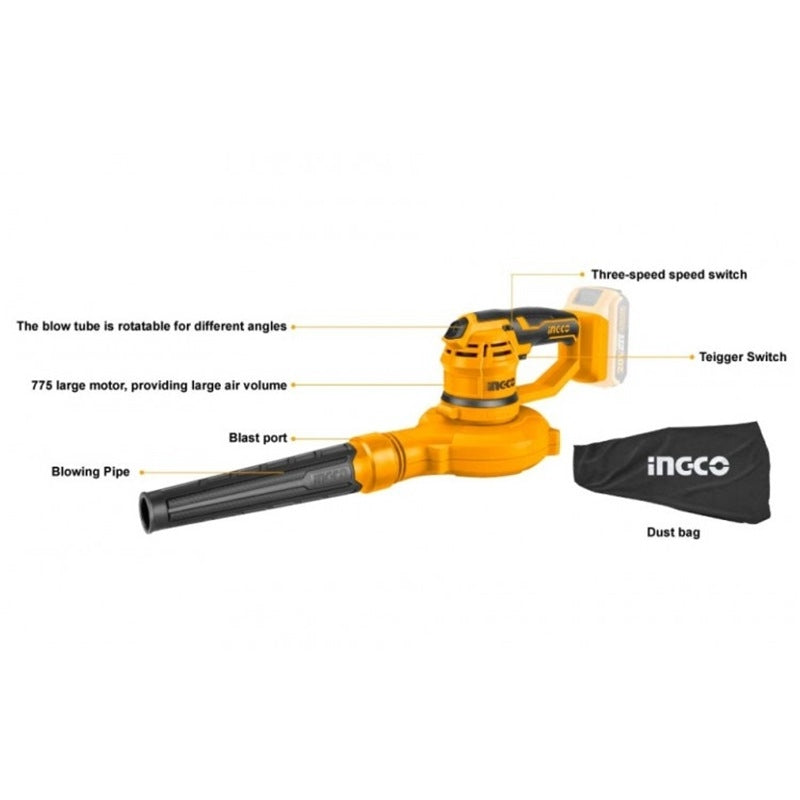 Ingco 20v Aspirator Blower Max Volume 2 7m3 Min