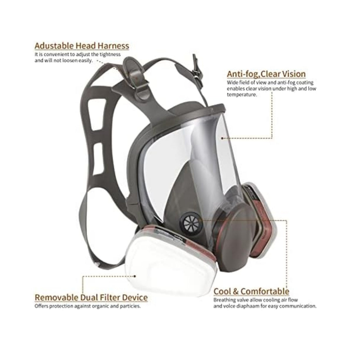 Full Face Respirator Mask With Dual Filter System