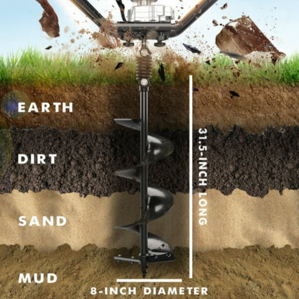 Ideal 68cc Heavy Duty Petrol Operated Earth Auger Post Hole Digger Hand Earth Auger With 12 Inches
