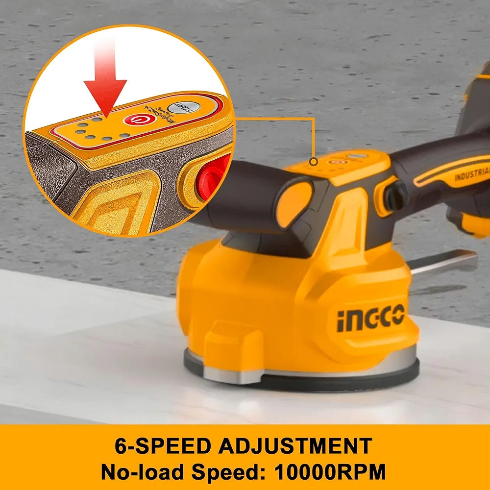 Ingco Cordless Tile Vibration Machine 130 Mm Suction Cup Diameter And 0 10000 Rpm Vibrational Freque