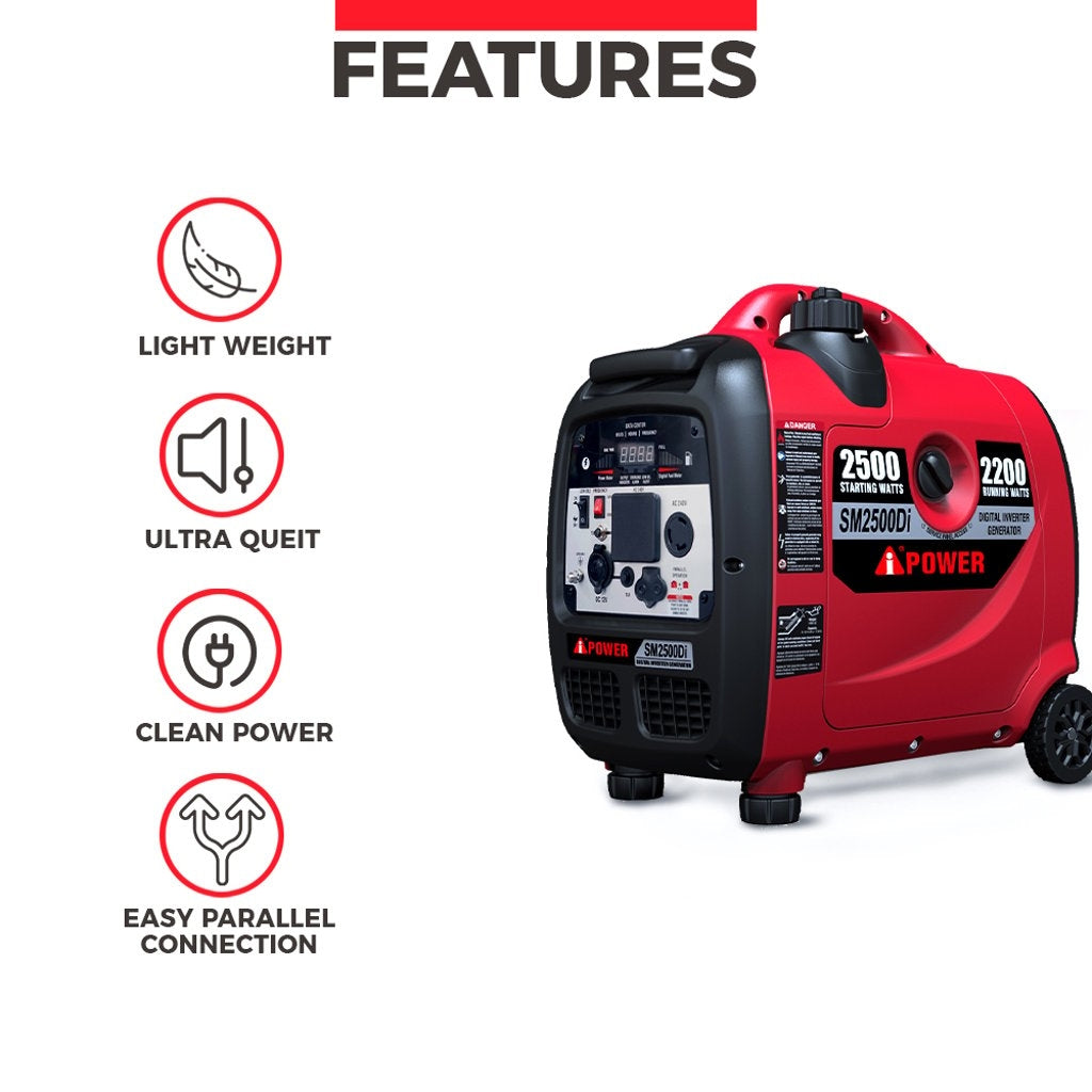AiPower Sm2500di 2500w Inverter Generator %e2%80%93 Quiet Portable