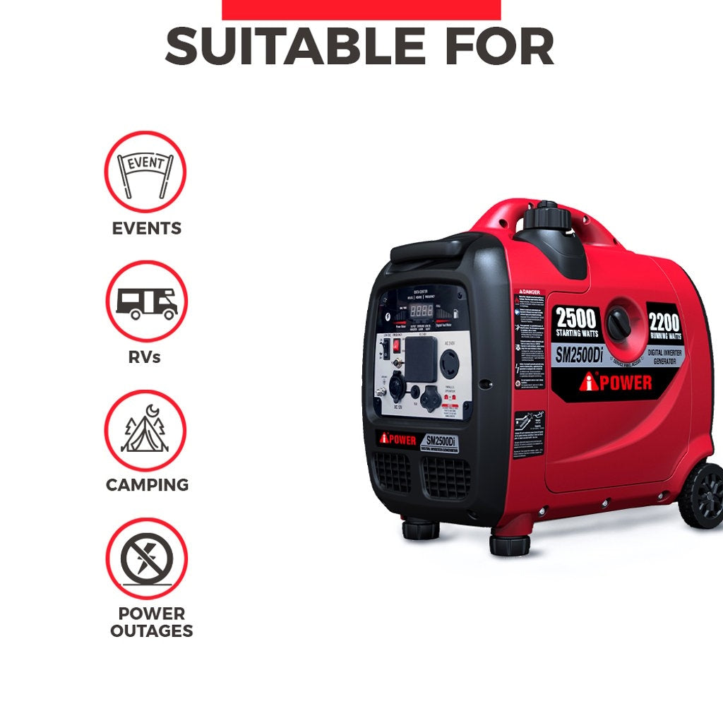 AiPower Sm2500di 2500w Inverter Generator %e2%80%93 Quiet Portable