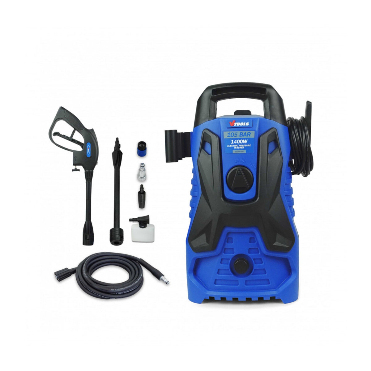 Vtools 105 Bar Electric Pressure Washer With 5 Meter Hose And Soap Dispenser