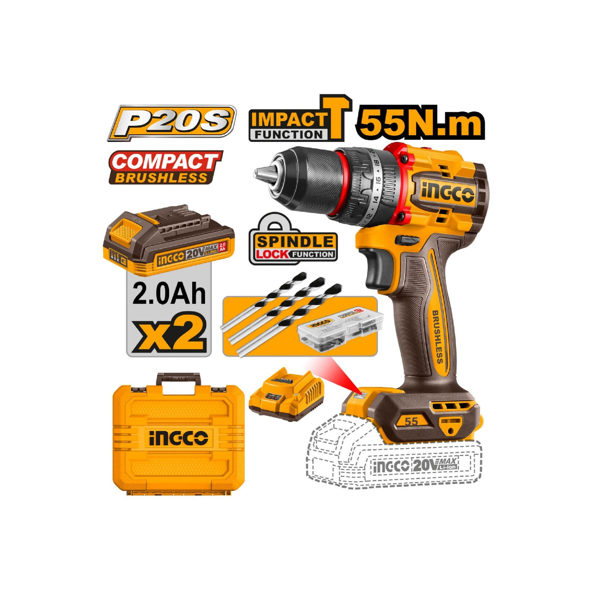 Ingco Compact Brushless Cordless Impact Drill
