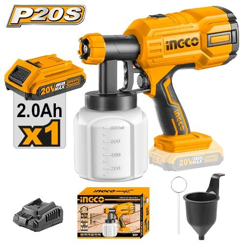 Ingco Cordless Spray Gun With 800 Ml Min Flow Rate And 0 1 0 2 Bar Spraying Pressure
