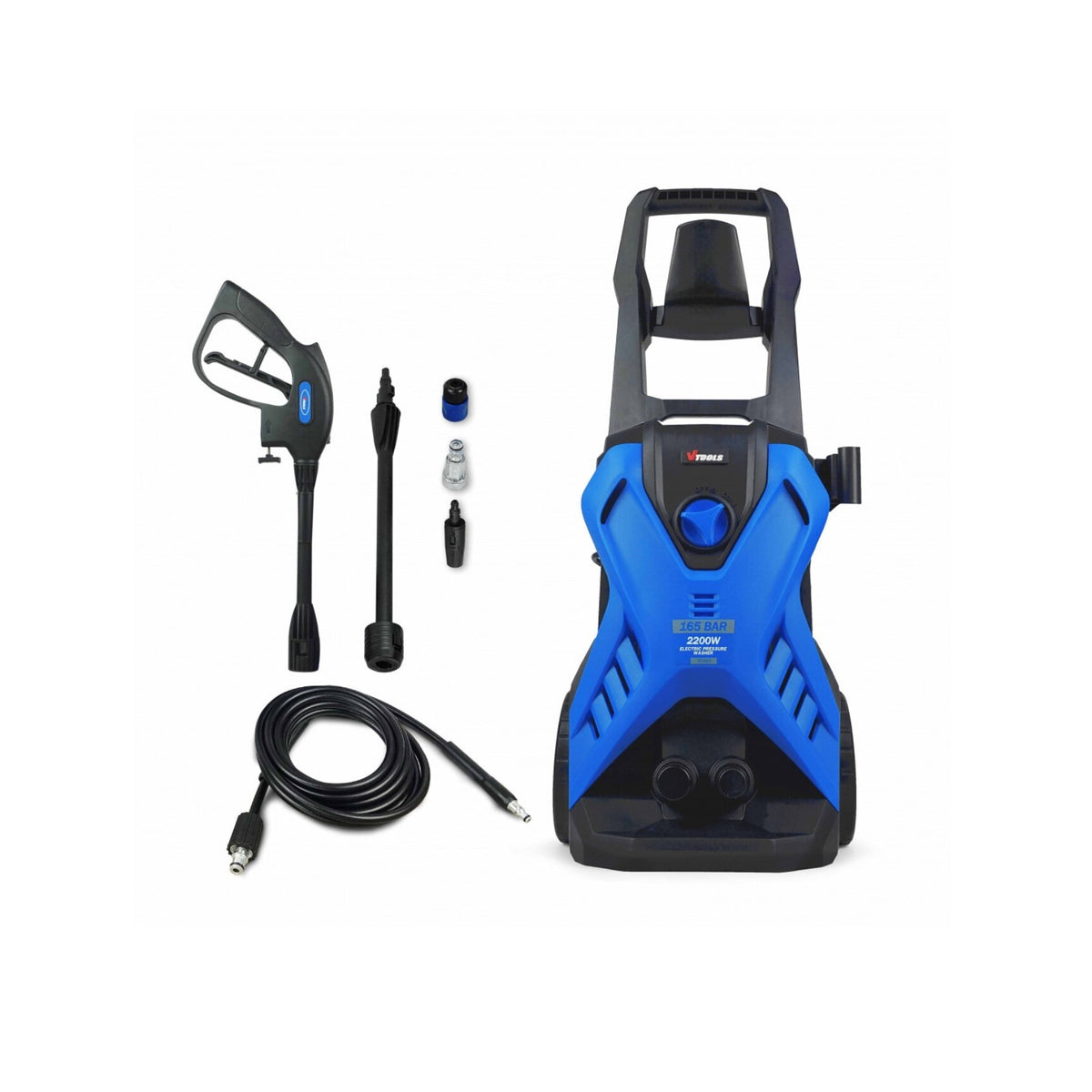 Vtools 165 Bar Electric Pressure Washer With 2 Wheels Meter Hose And Soap Dispenser