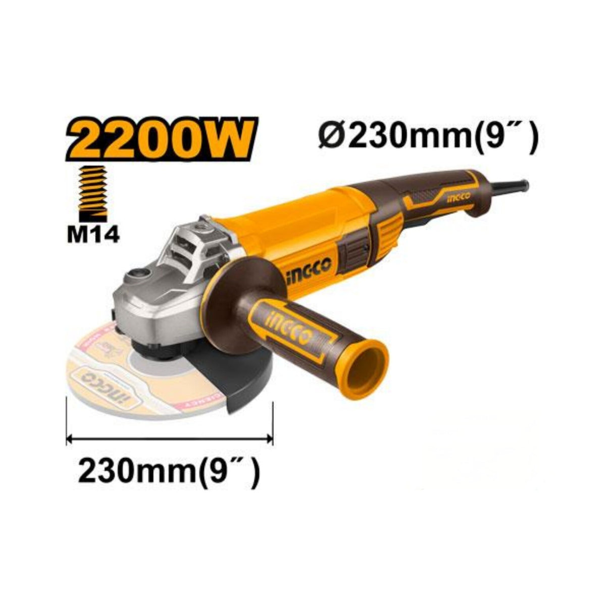 Ingco 2200w 9 Inch Corded Electric Angle Grinder