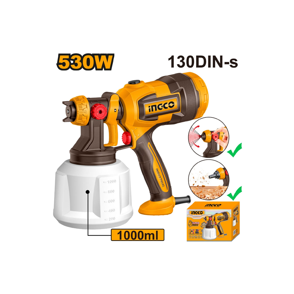 Ingco Electric Sprayer 530 W Power And 130 Din S Maximum Viscosity