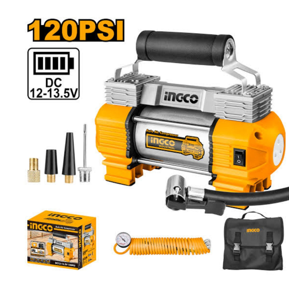 Ingco 12v 120 Psi 18 A Auto Air Compressor
