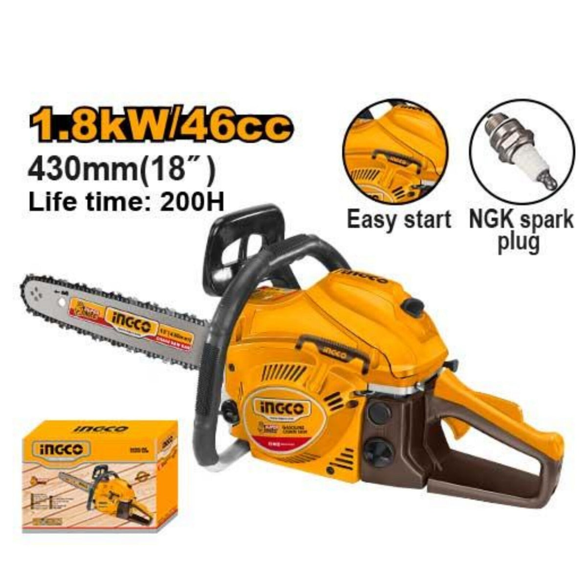 Ingco 18 Inch 1800w Gasoline Chain Saw