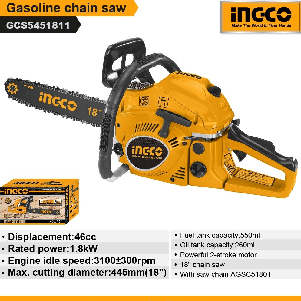 Ingco 18 Inch 1800w Gasoline Chain Saw