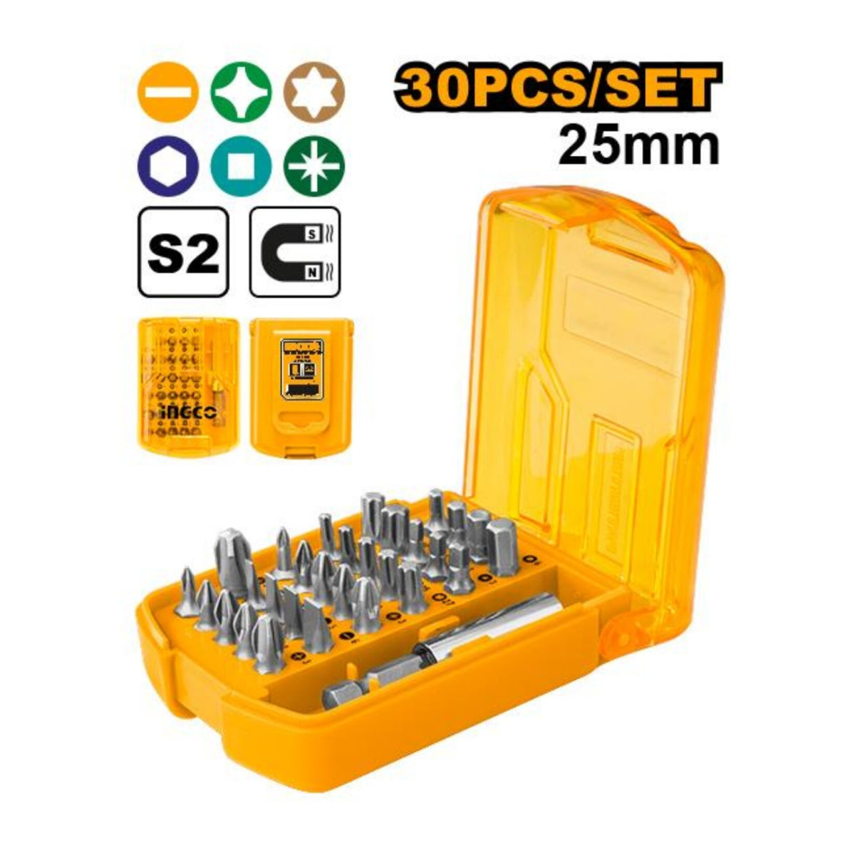 Ingco 30 Pcs Screwdriver Bits Set