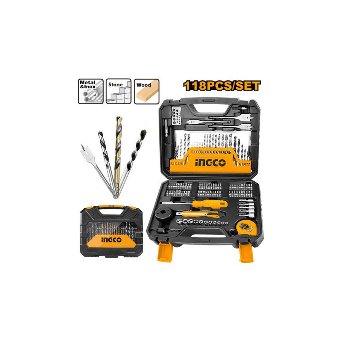 Ingco 118 Pcs Accessories Set 6pcs Masonry Drill