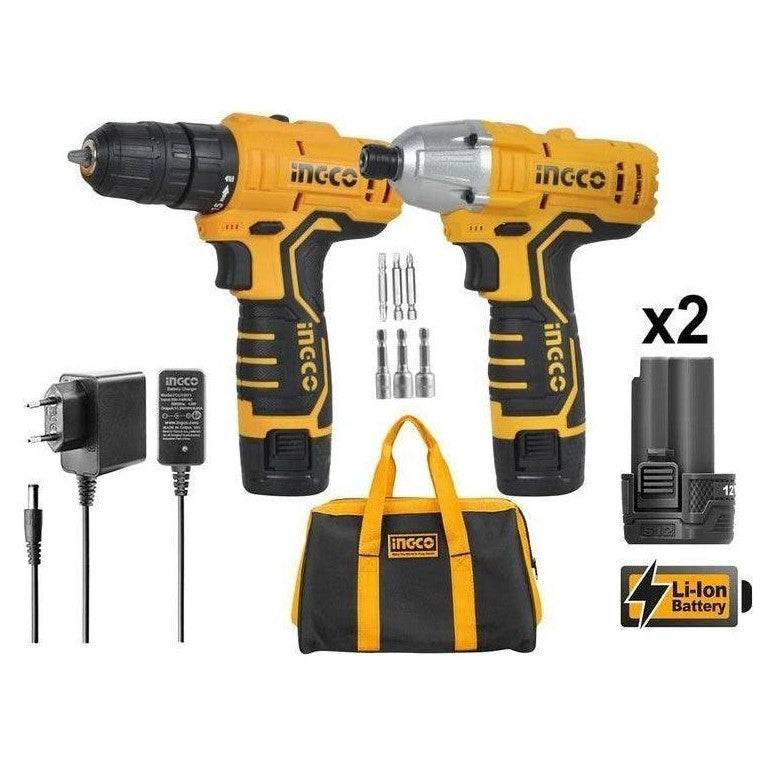 Ingco 12v 2x1 5ah Li Ion Drill Impact Driver Combo Kit