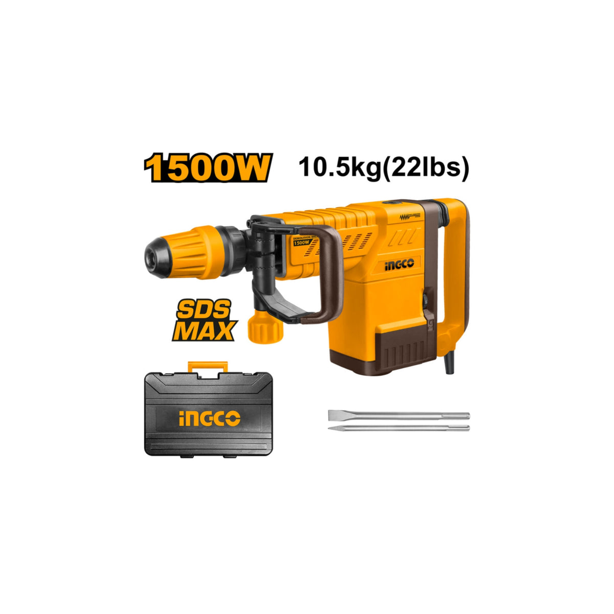 Ingco Demolition Breaker Hammer 1500 Watts With 2pcs Chisel
