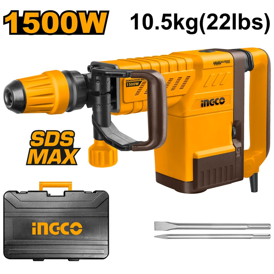 Ingco Demolition Breaker Hammer 1500 Watts With 2pcs Chisel