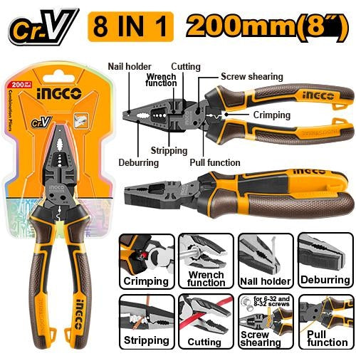 Ingco 8 In 1 Multi Function Combination Pliers