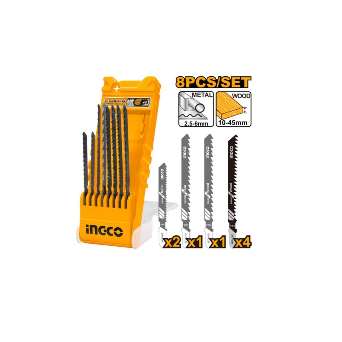 Ingco 8 Pcs Jig Saw Blades Set