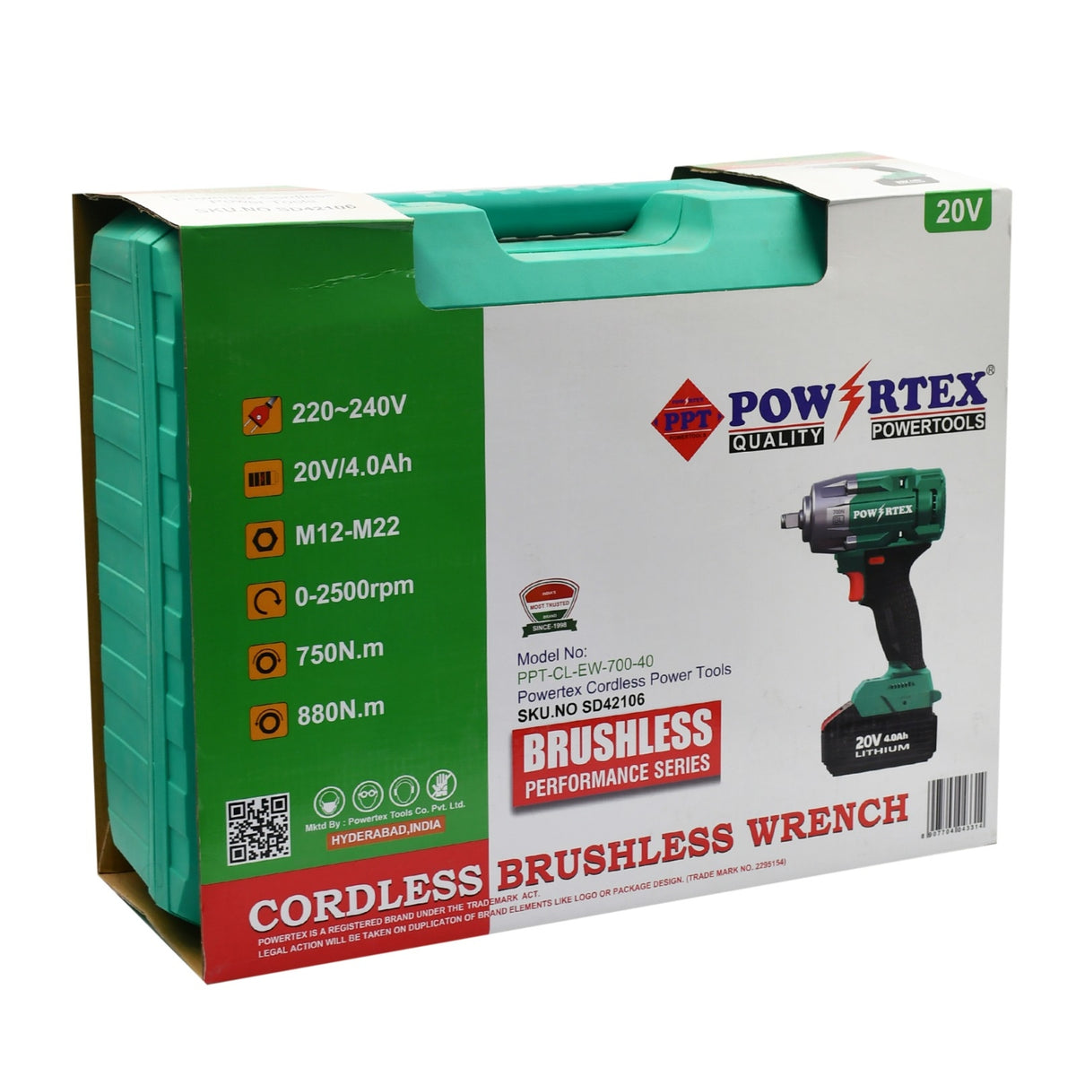 Powertex Brushless Cordless Impact Wrench 20v 1 2 Inch Model Ppt Cl Ew 350 40