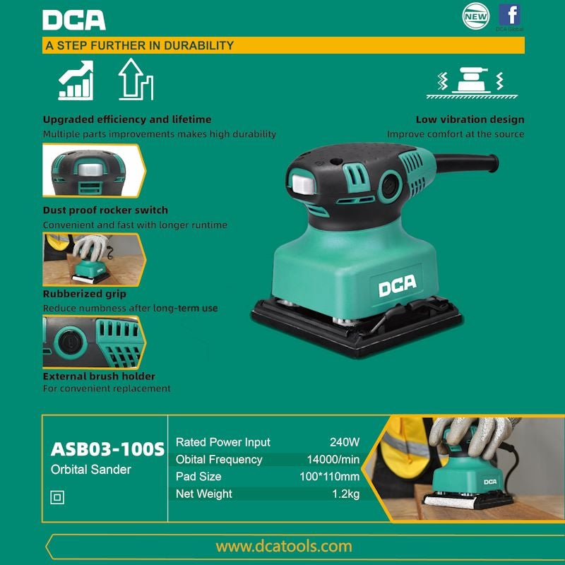 Dca 240w 100mm Orbital Sander