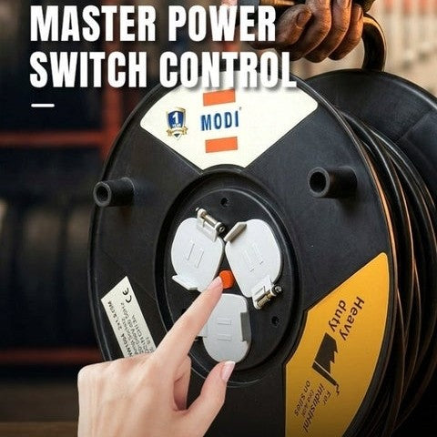 25m Heavy Duty Extension Cable Reel With 3 Sockets 3x2 5mm%c2%b2 Socket Safety Shutter Power Extension