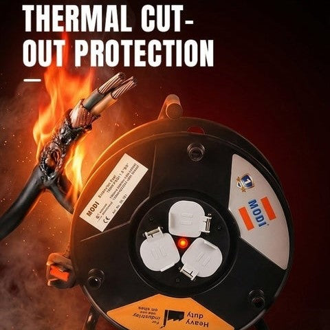 25m Heavy Duty Extension Cable Reel With 3 Sockets 3x2 5mm%c2%b2 Socket Safety Shutter Power Extension