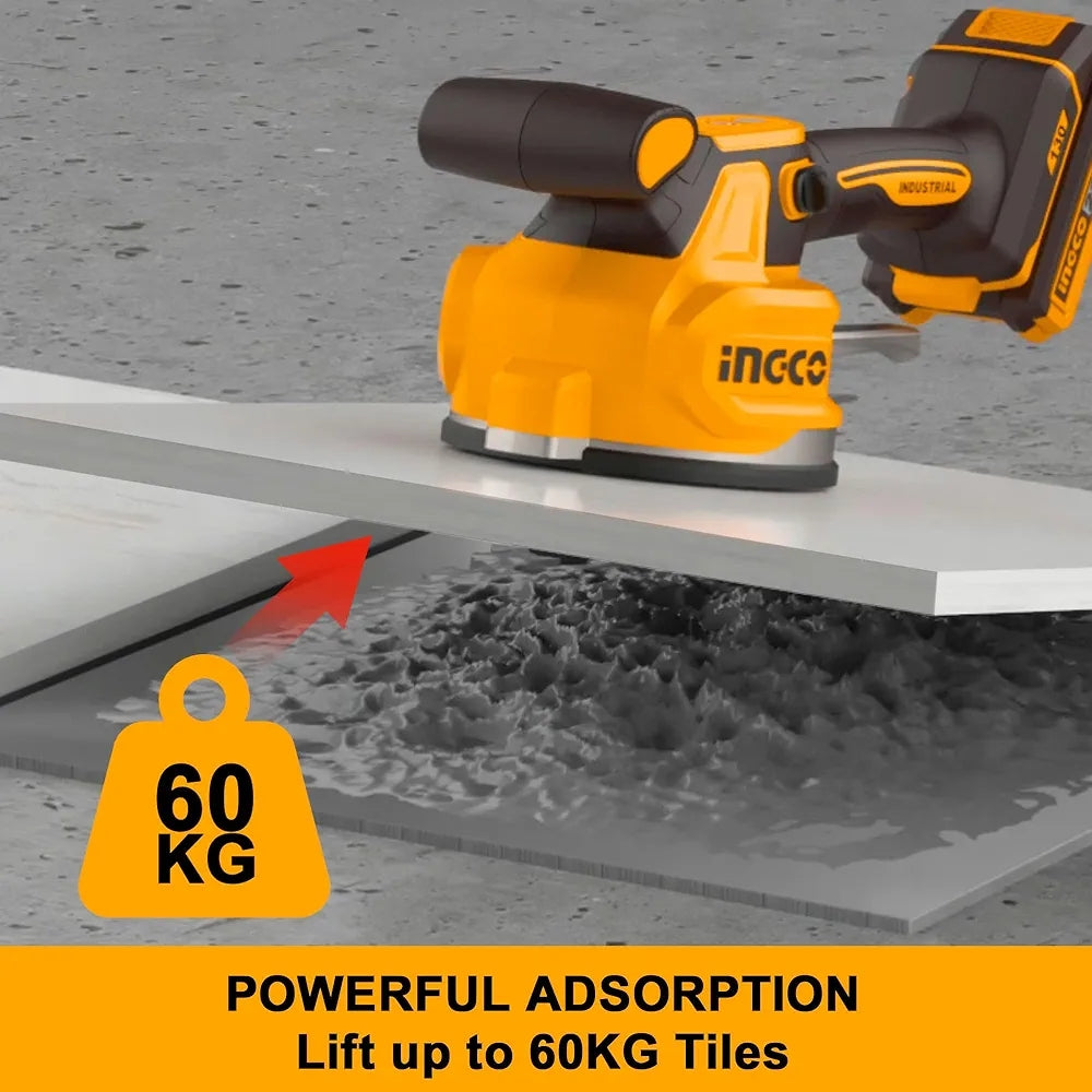 Ingco Cordless Tile Vibration Machine 130 Mm Suction Cup Diameter And 0 10000 Rpm Vibrational Freque