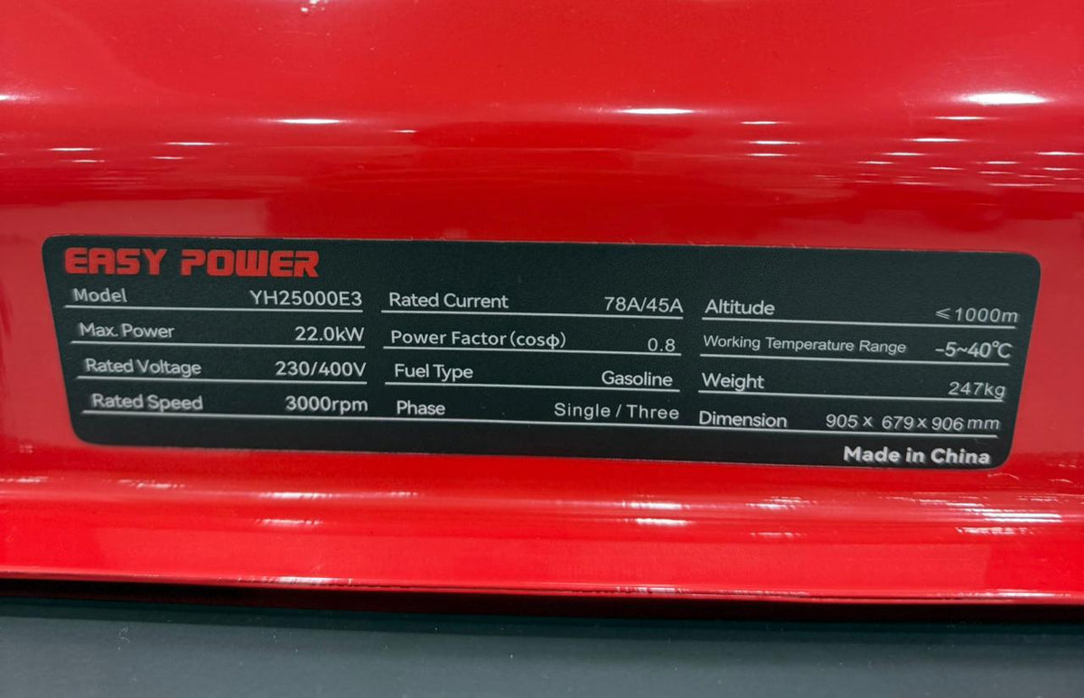 مولد بنزين إيزي باور Yh25000e3 بقوة 22 كيلو واط – أحادي وثلاثي الأطوار
